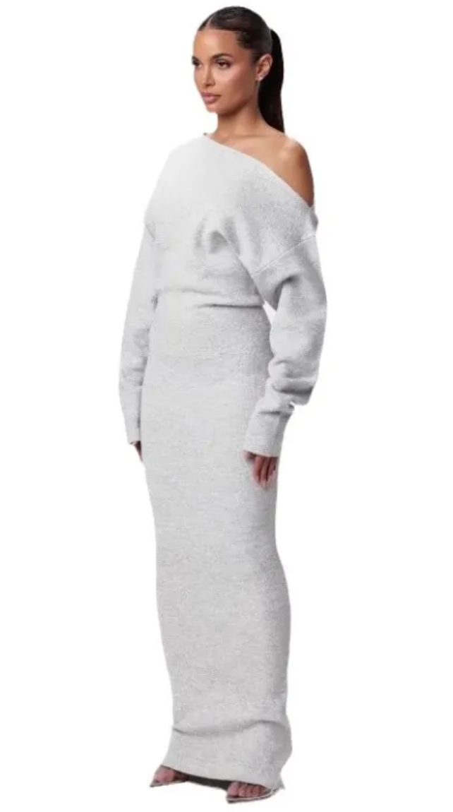 Luxe Off-Shoulder Knit Maxi Dress