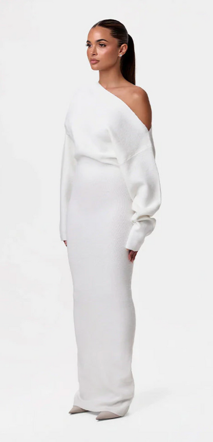 Luxe Off-Shoulder Knit Maxi Dress