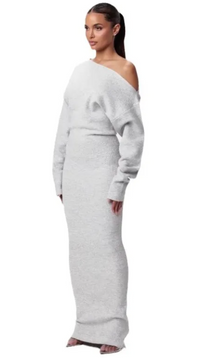 Luxe Off-Shoulder Knit Maxi Dress